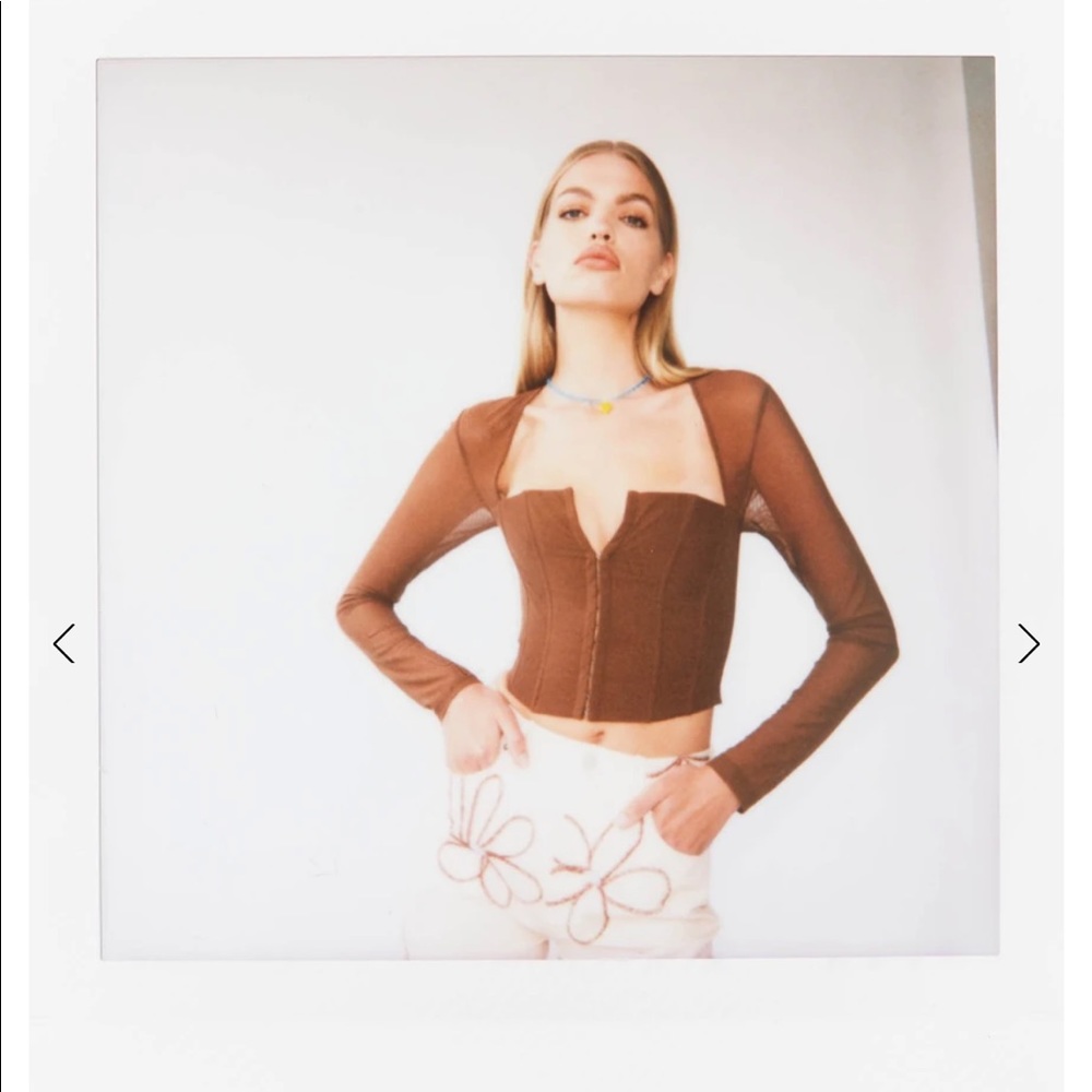 With Jean Top! Brown with boned bodice and sheer sleeves. Super cute! - Picture 4 of 10